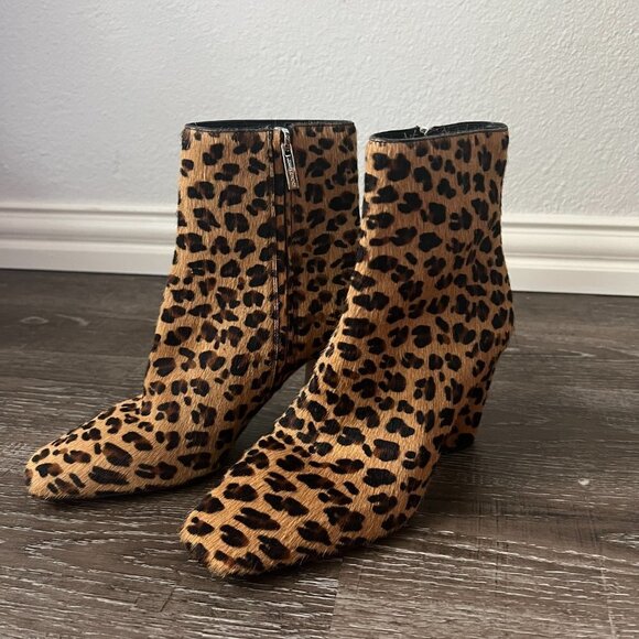 NEW Jimmy Choo Leopard Calf Hair Square Toe Ankle Booties - Picture 3 of 8